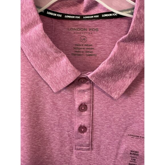 London Fog Men's Poly Textured Space Dye Polo Large Iris NWT - Picture 2 of 5